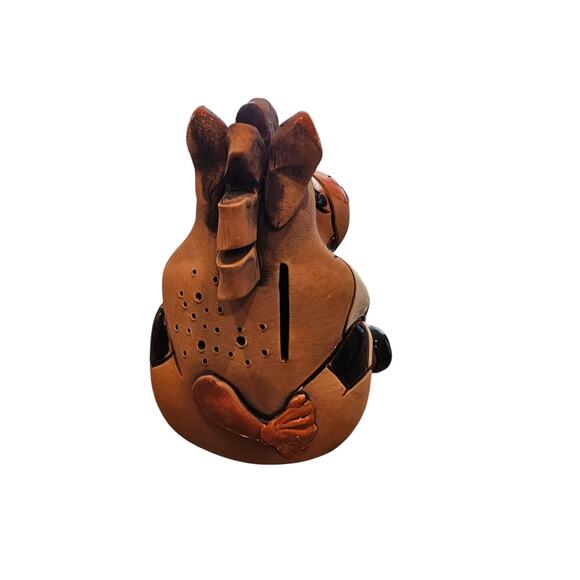 Vintage Baltic States Red Clay Hand Painted Coin Piggy Bank Funny Fat Cute Cow - Picture 4 of 6